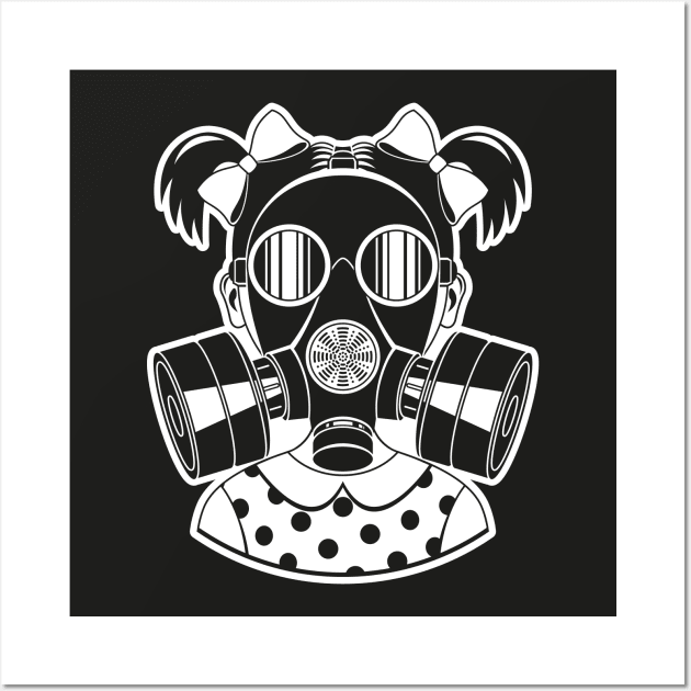 Little girl with gas mask. Wall Art by Alex Birch